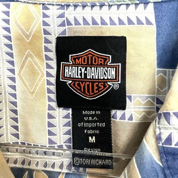 HARLEY- DAVIDSON X TORI RICHARD‎ Men's M Hawaiian Shirt Motorcycle Print Cotton - Picture 4 of 6